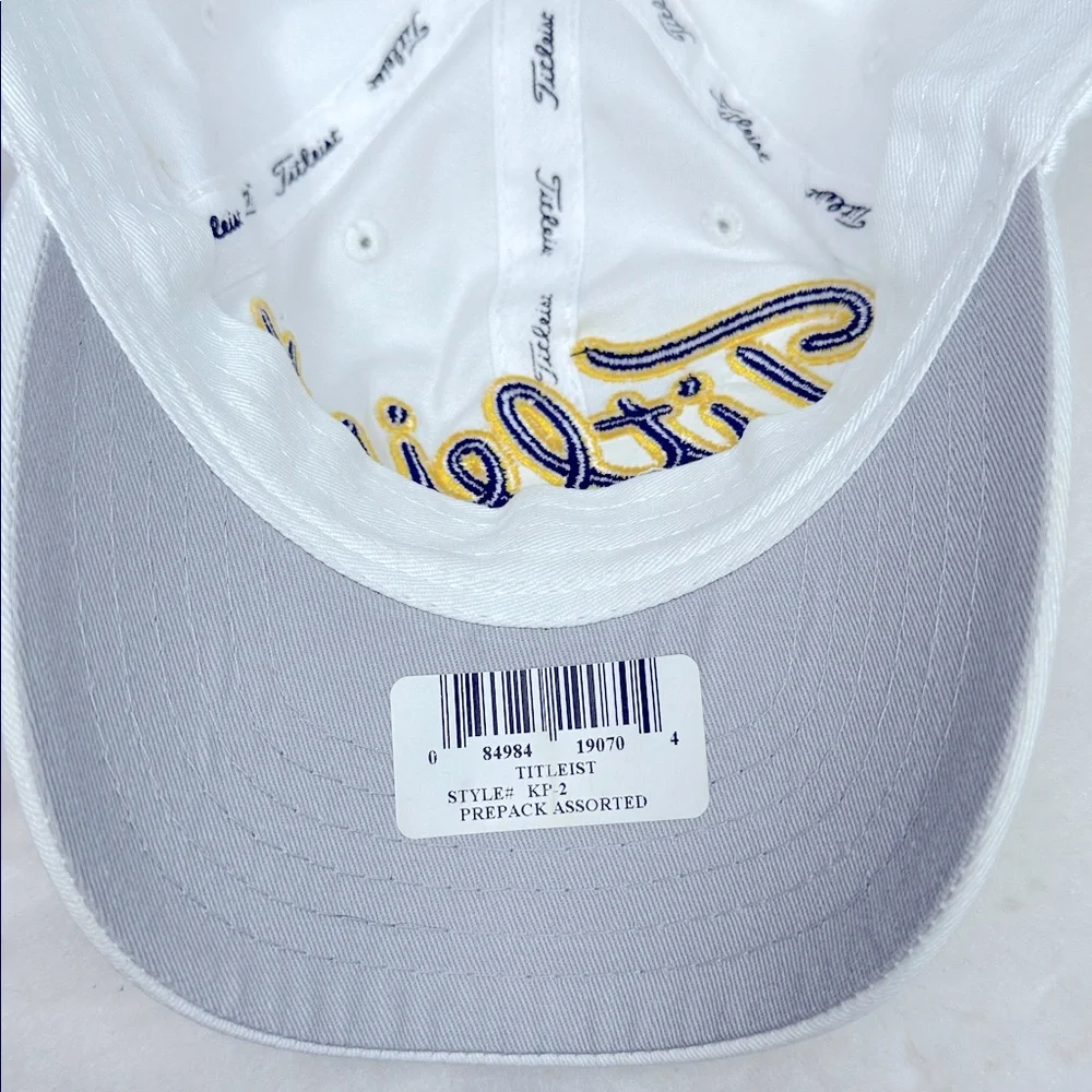 NWT TITLEIST PRO FJ Golf White Hat/Cap Footjoy PurpleGold Embroidered Adjustable - Picture 7 of 9